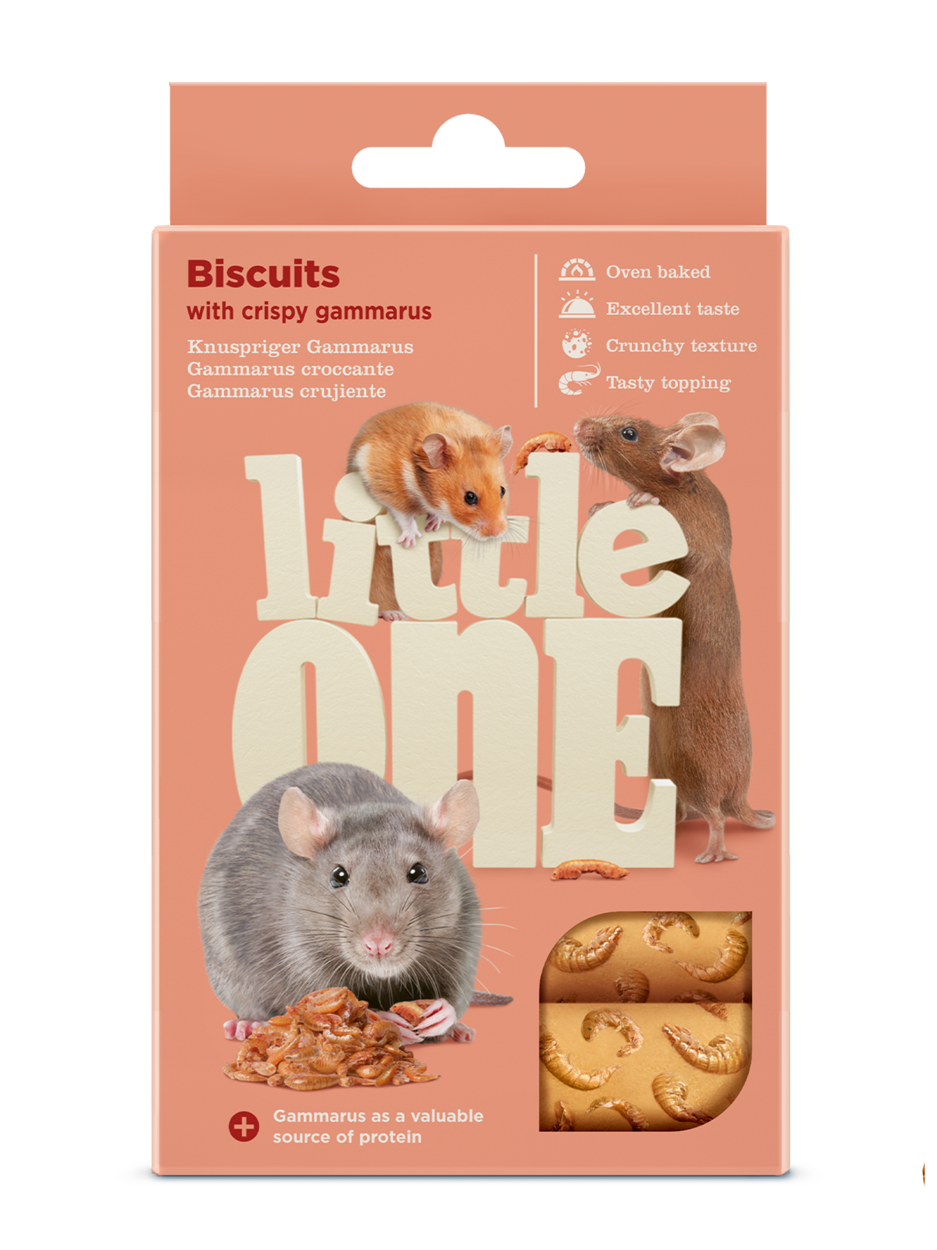 Бисквиты Little One с хрустящим гаммарусом для хомяков, крыс, мышей и песчанок, 5х7г