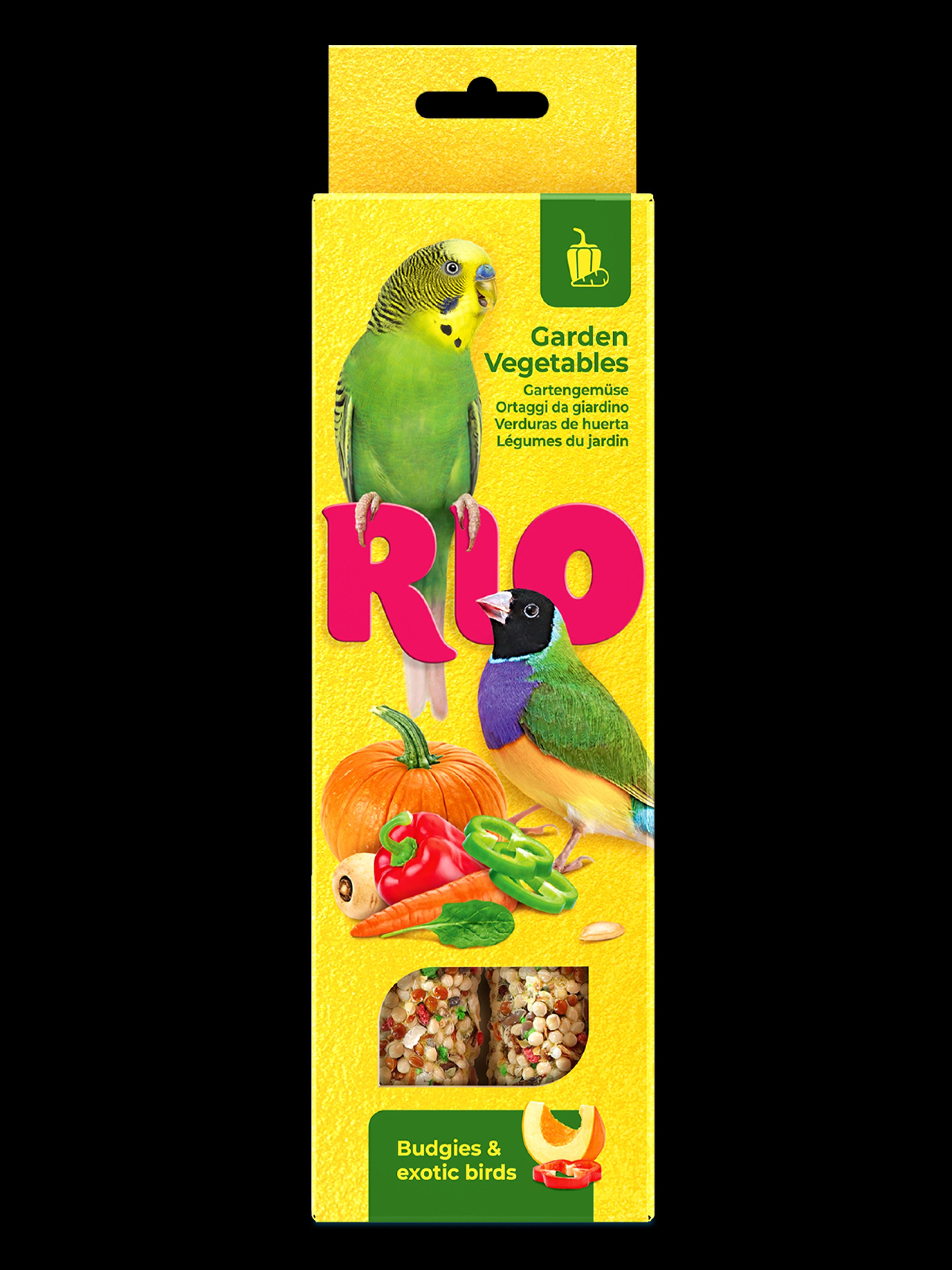 Палочки RIO для волнистых попугайчиков и экзотов, садовые овощи, 2х40 г