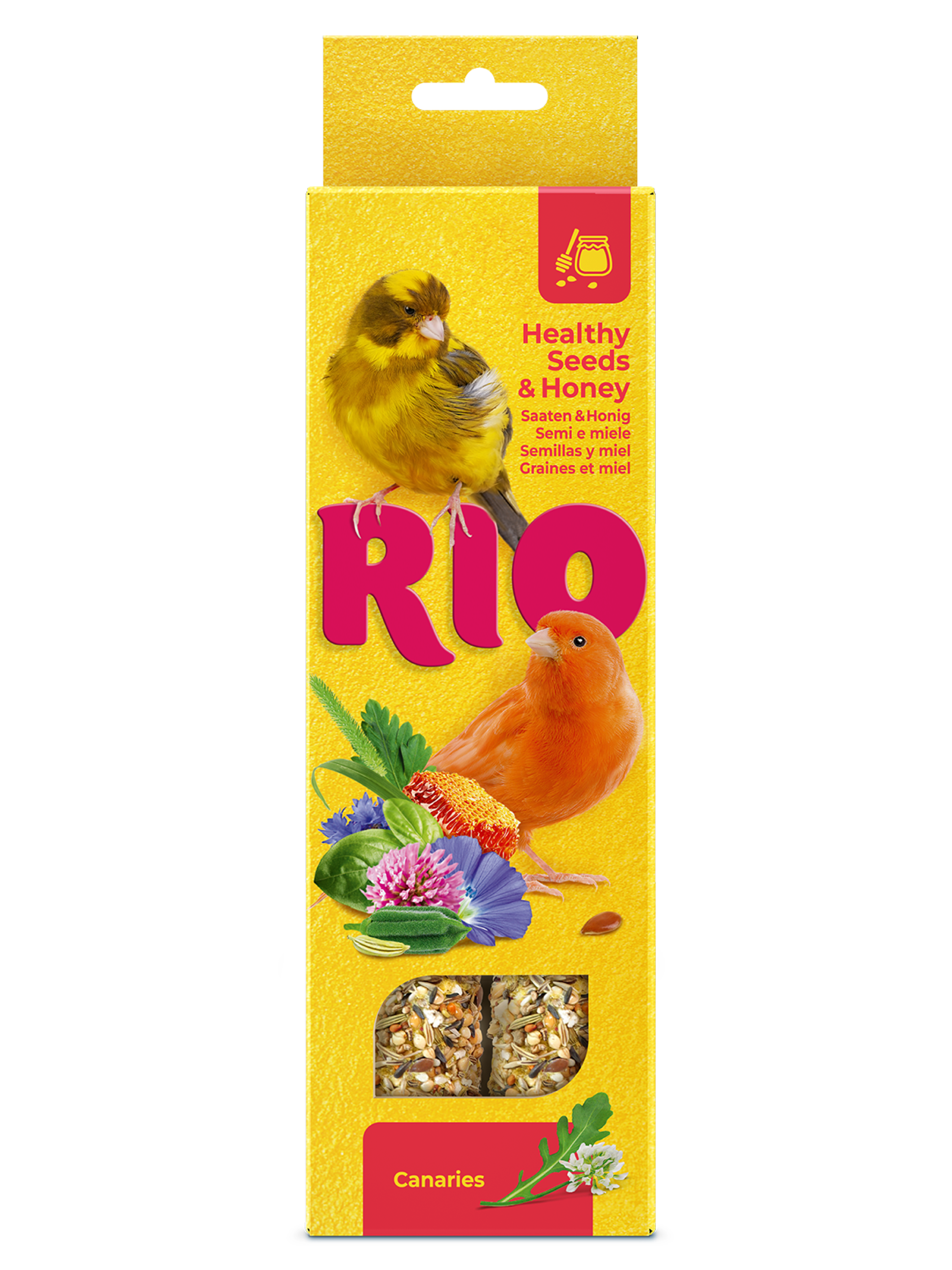 Палочки RIO для канареек, мед и полезные семена, 2х40 г