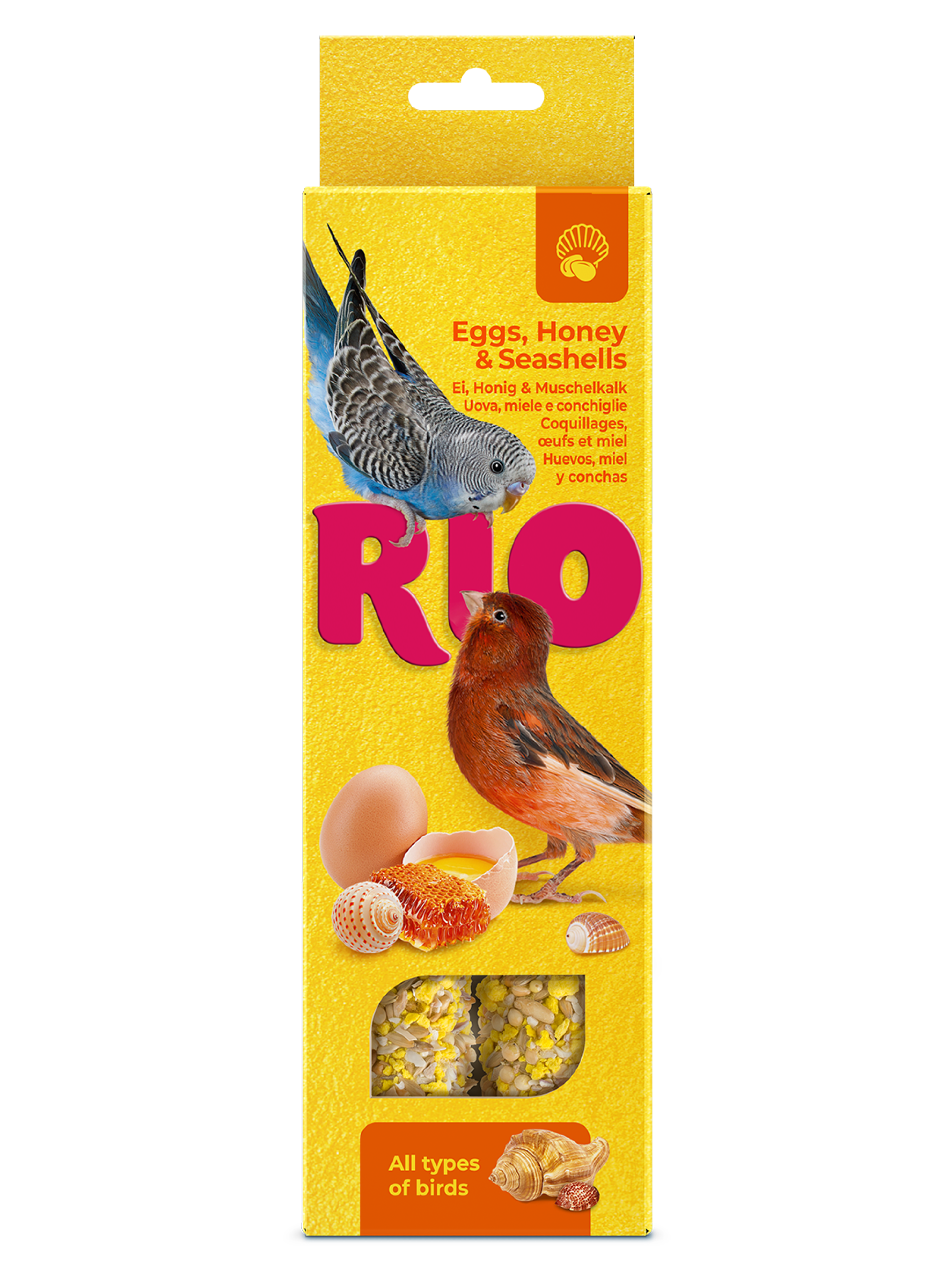 Палочки RIO для всех видов птиц, яйцо и ракушечник, 2х40 г