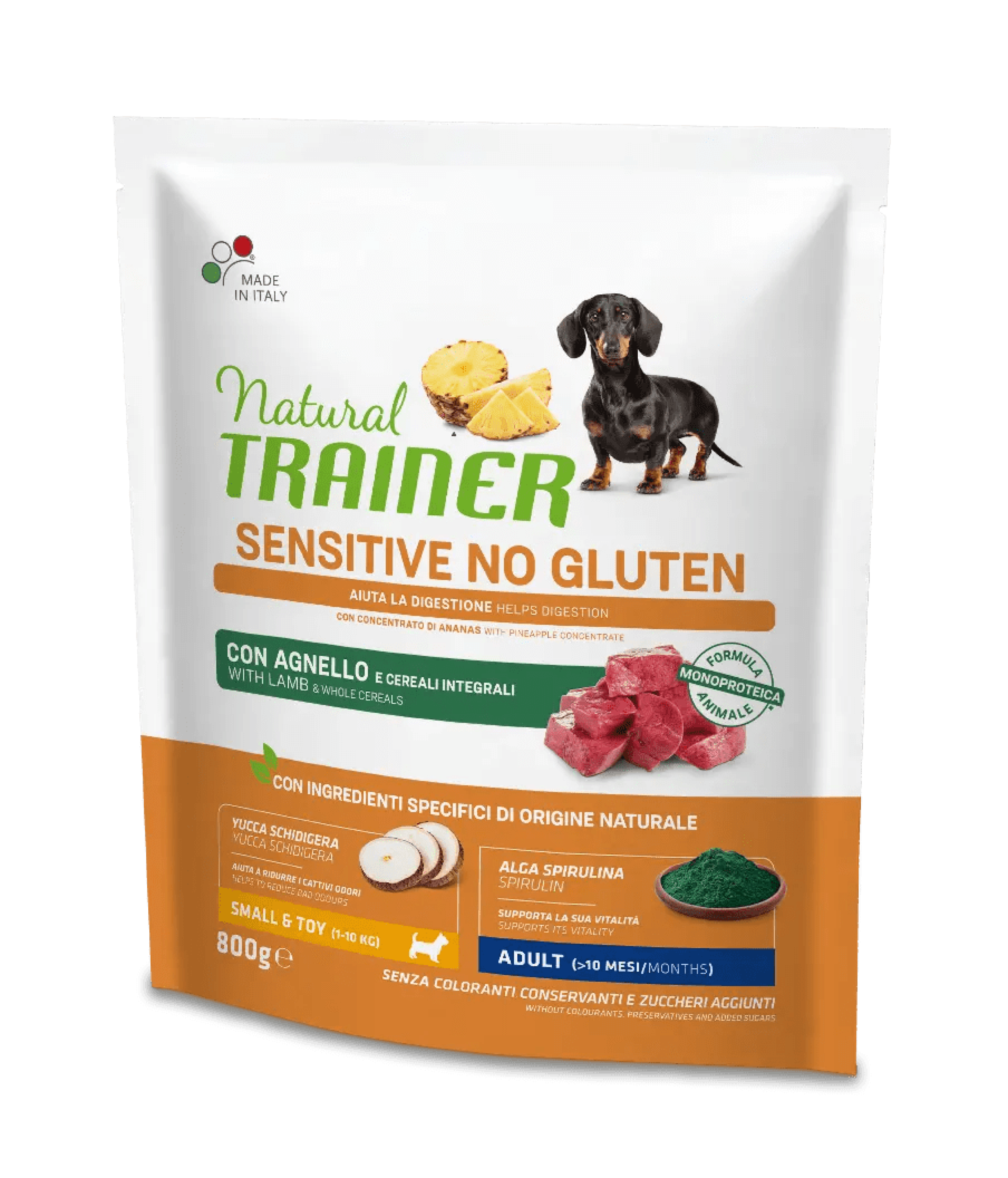 NT 0,8кг Sensitive SM&T Корм сух. для собак мелких и миниат.пород NO GLUTEN с чувств пищев, ягнен.