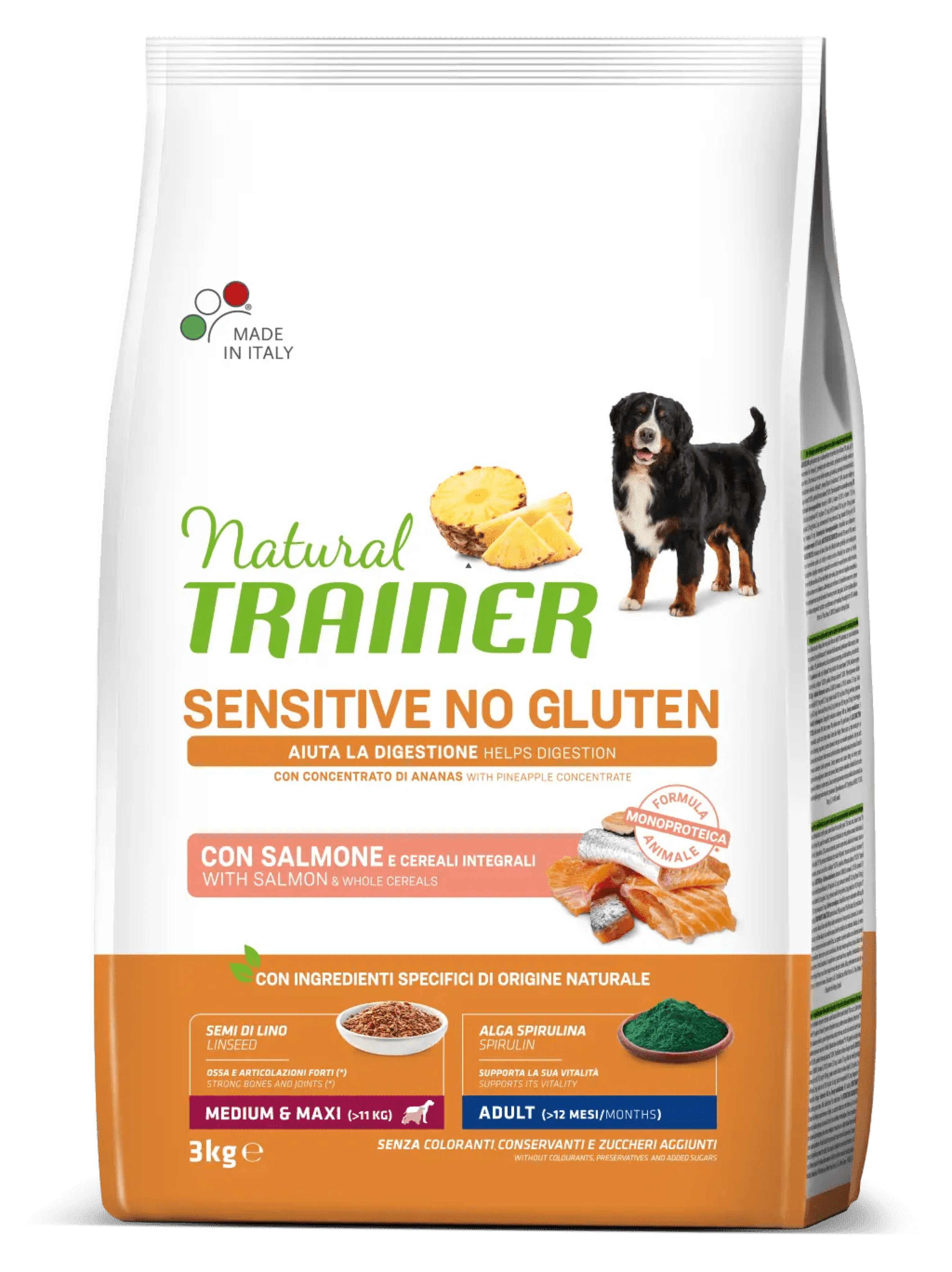 NT 3,0кгSensitive Medium&Maxi Adult Корм сух.для соб.средн. пор. NO GLUTEN с чувств пищев., лосось