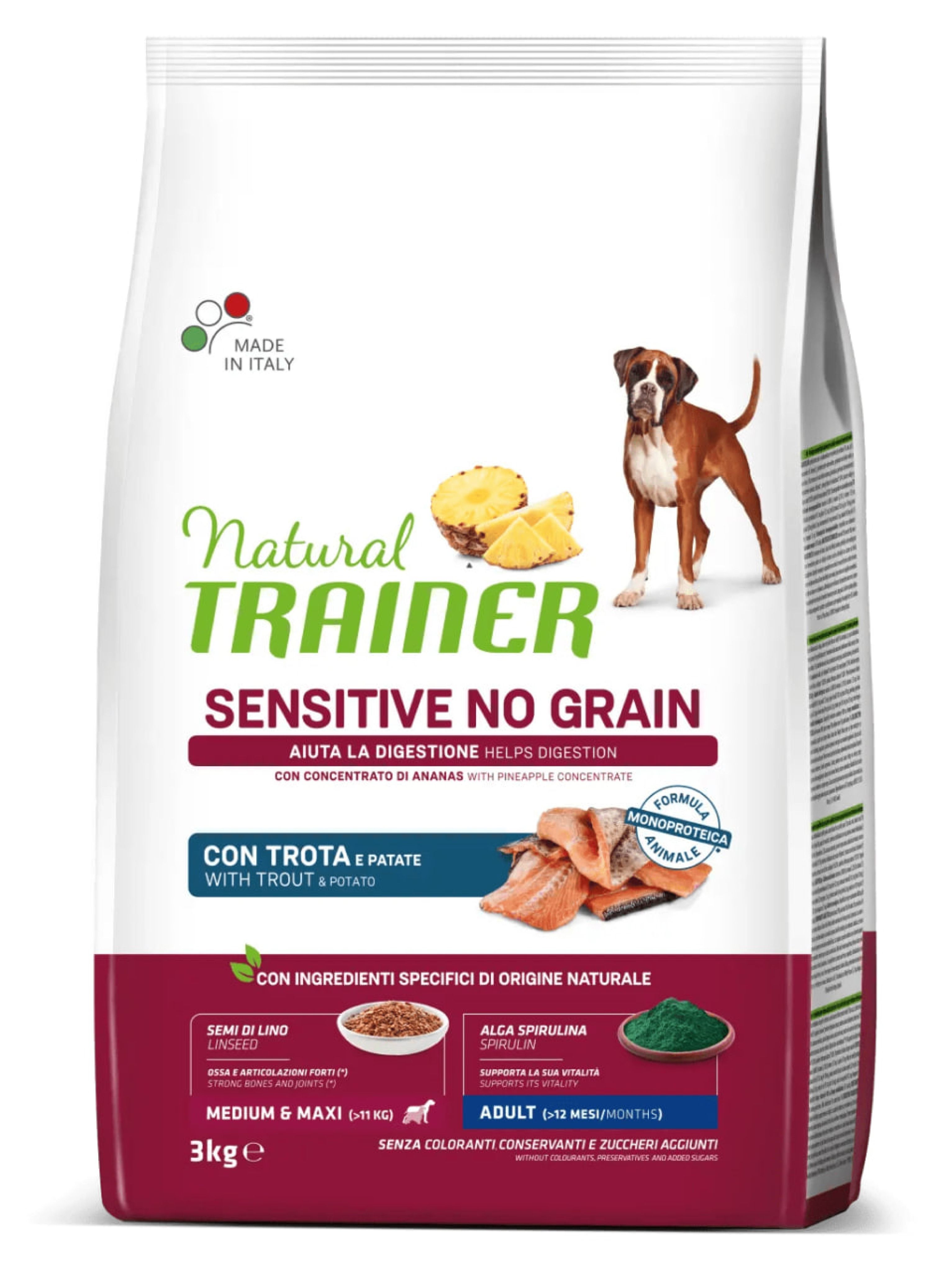 NT 3,0кг Sensitive Med&Max Adult Корм сухой для собак средних и крупных пород NO GRAIN, форель