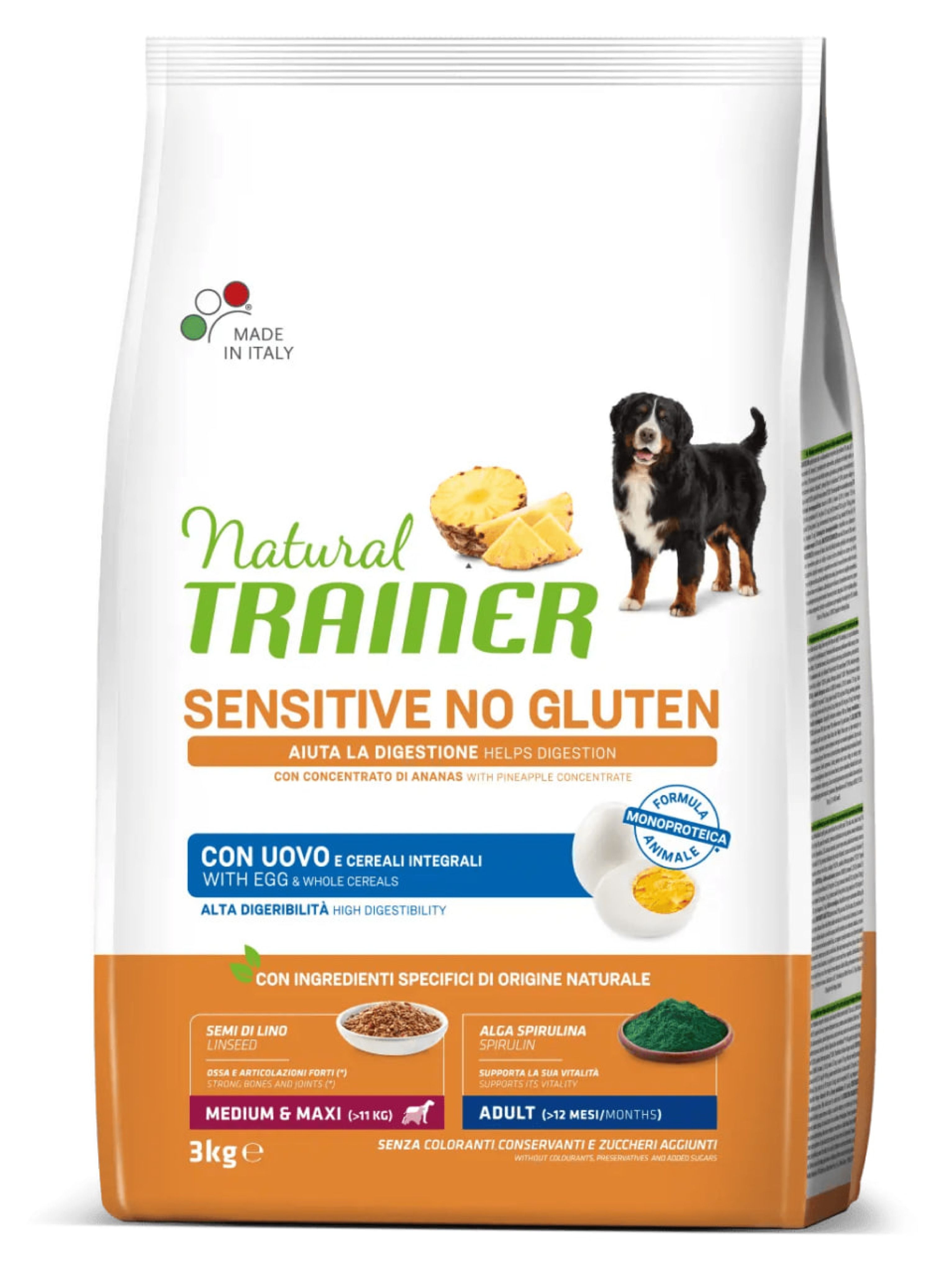 NT 3,0кг  Sensitive Medium&Maxi Adult Корм сухой для собак средних и крупных NO GLUTEN с яйцом