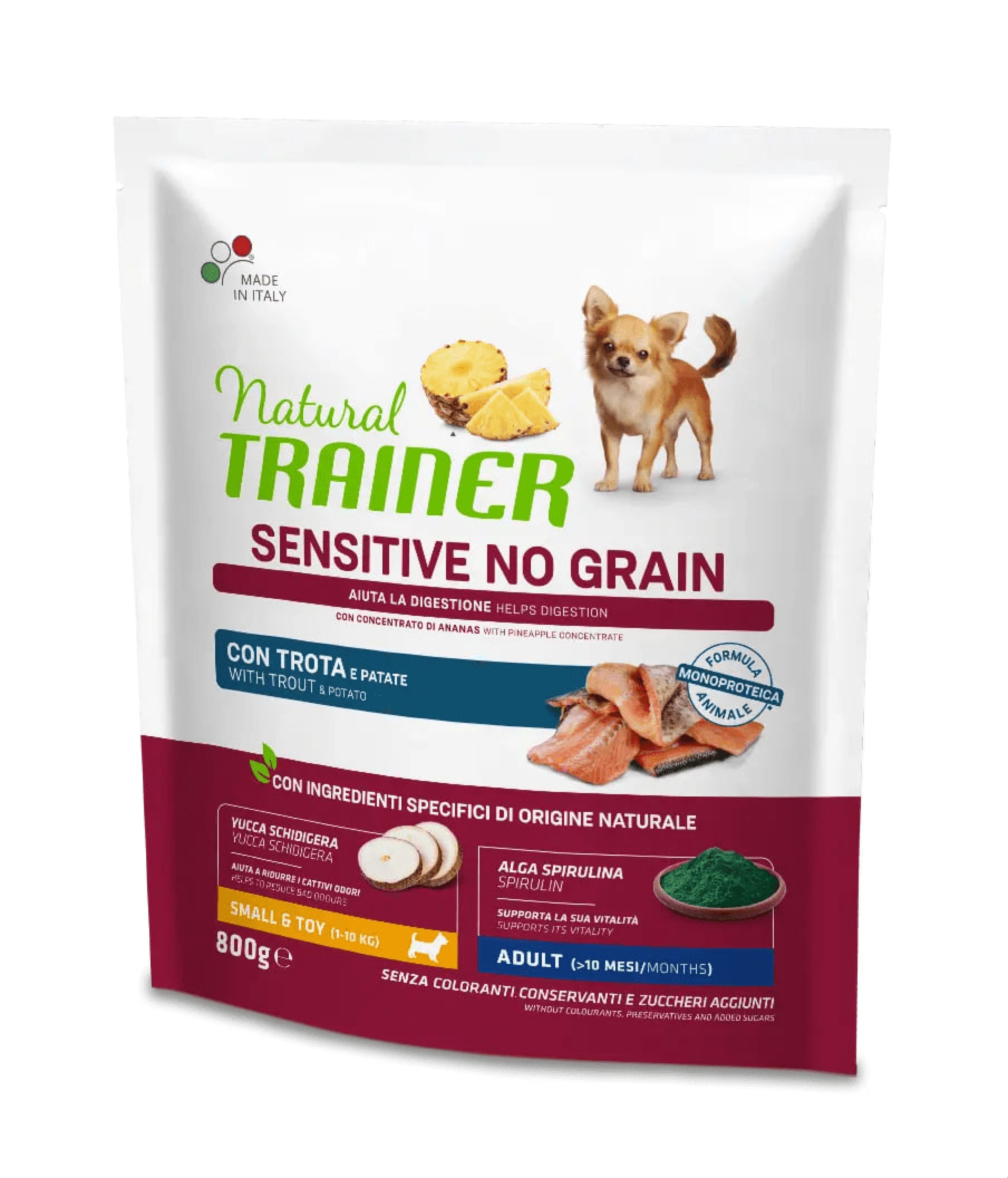NT 0,8кг Sensitive Small&Toy Корм сухой для собак мелких пород NO GRAIN, форель