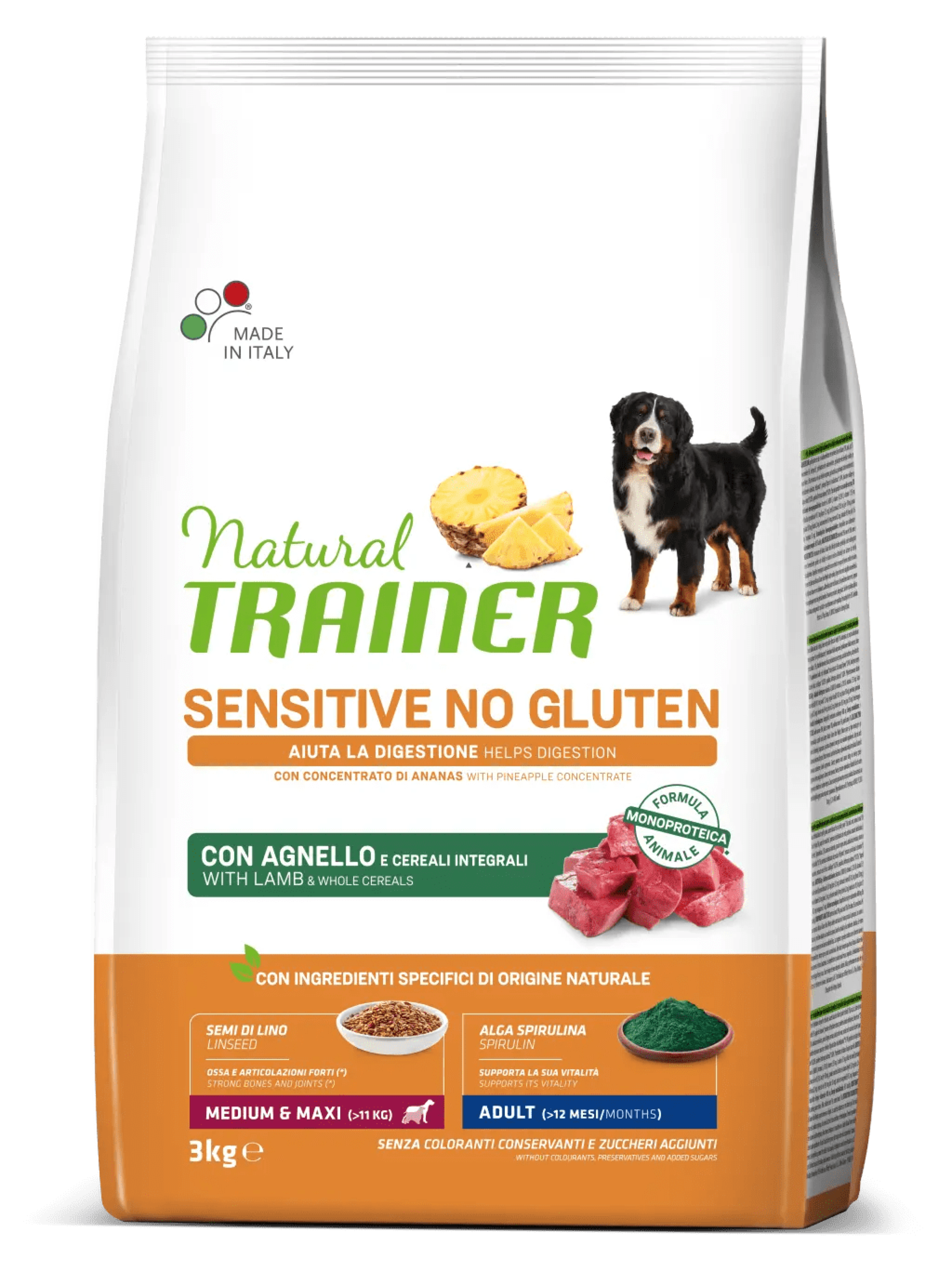 NT 3,0кг Sensitive Medium&Maxi Adult Корм сух.для соб.средн. пор. NO GLUTEN с чувств пищев., ягненок