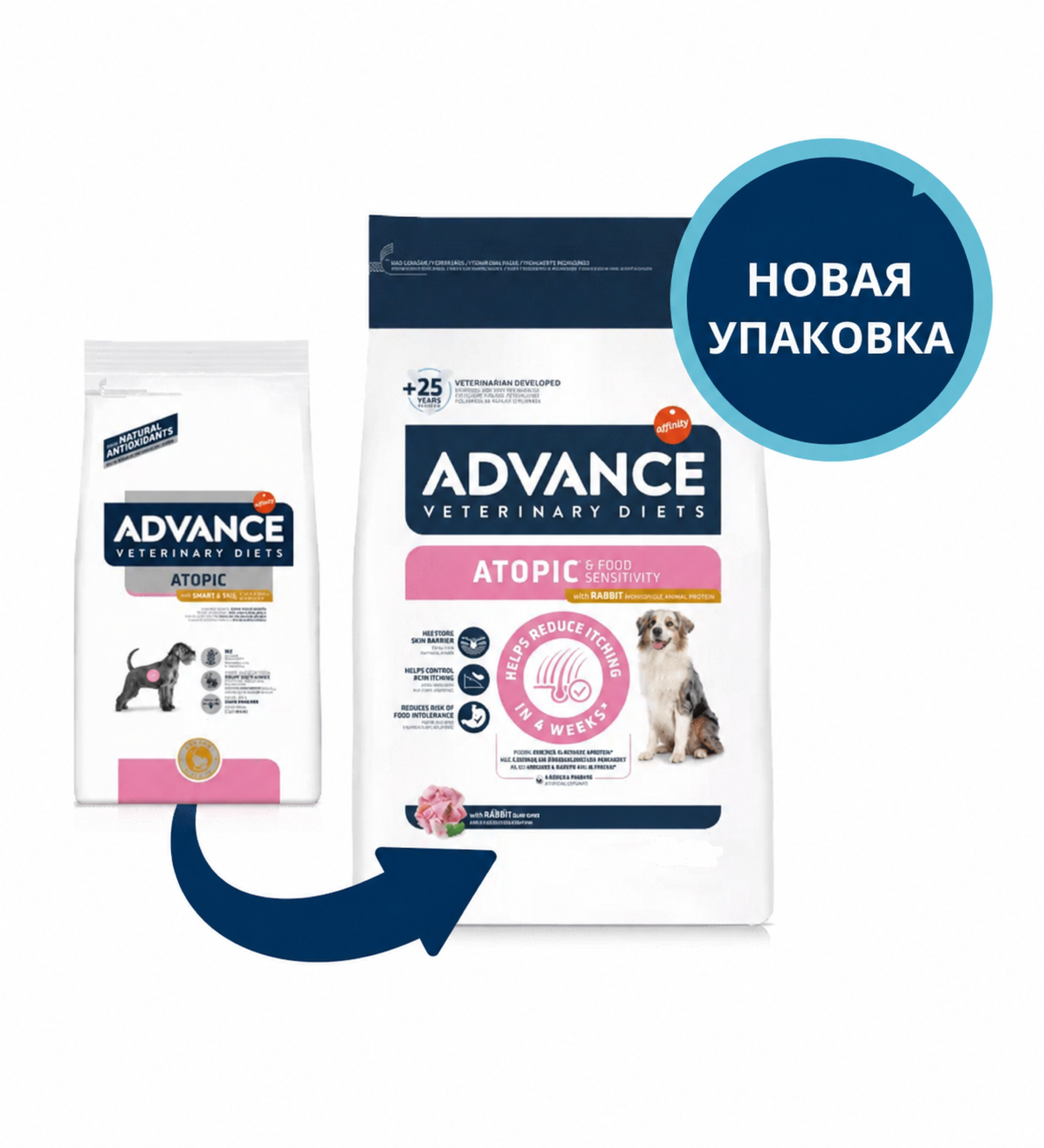 Advance VetDiet 12 кг ATOPIC Сухой корм для собак при дерматозах и аллергиях, беззерн.,кролик