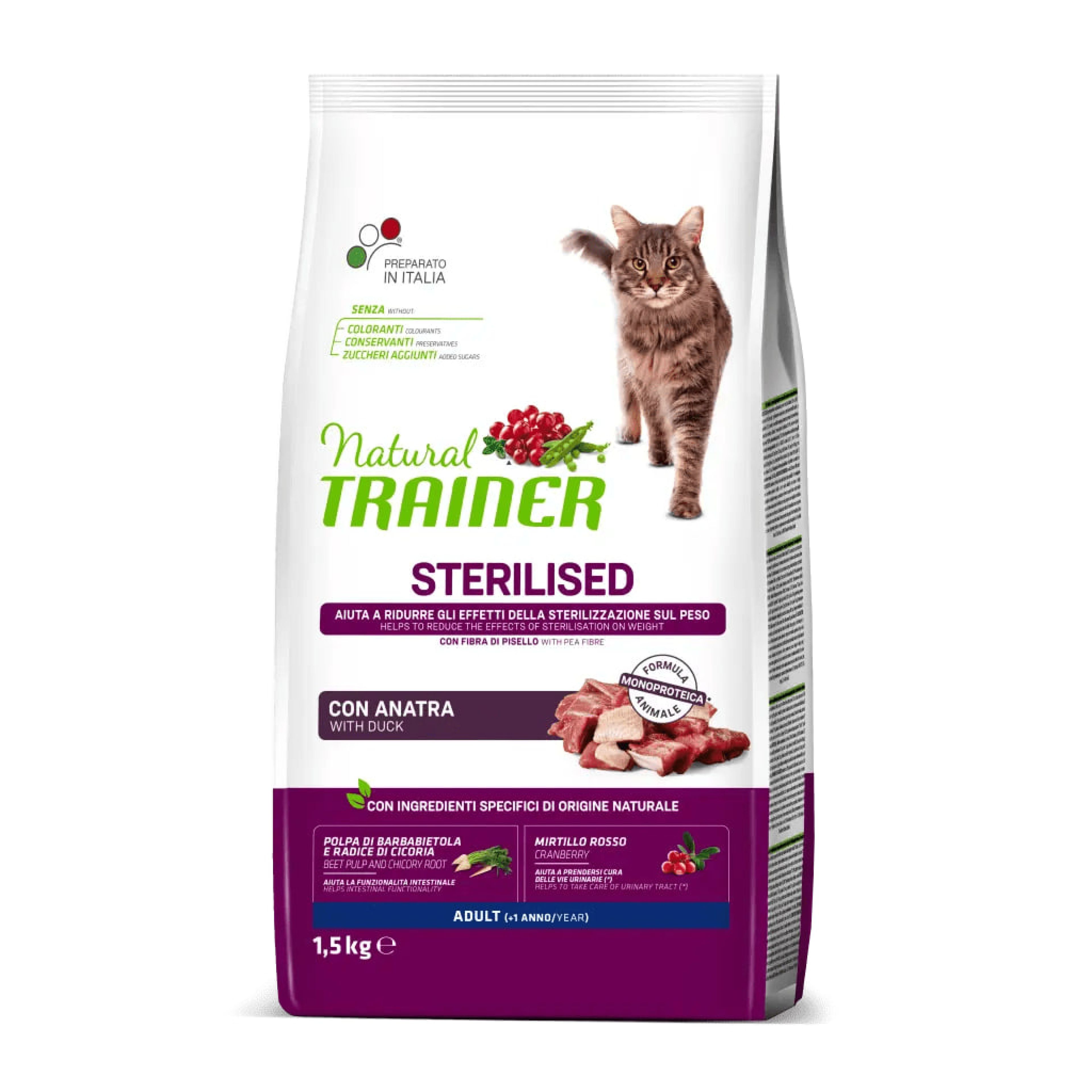 NT 1,5кг Cat Adult Sterilised Корм сухой для стерилизованных кошек и кастрированных котов с уткой