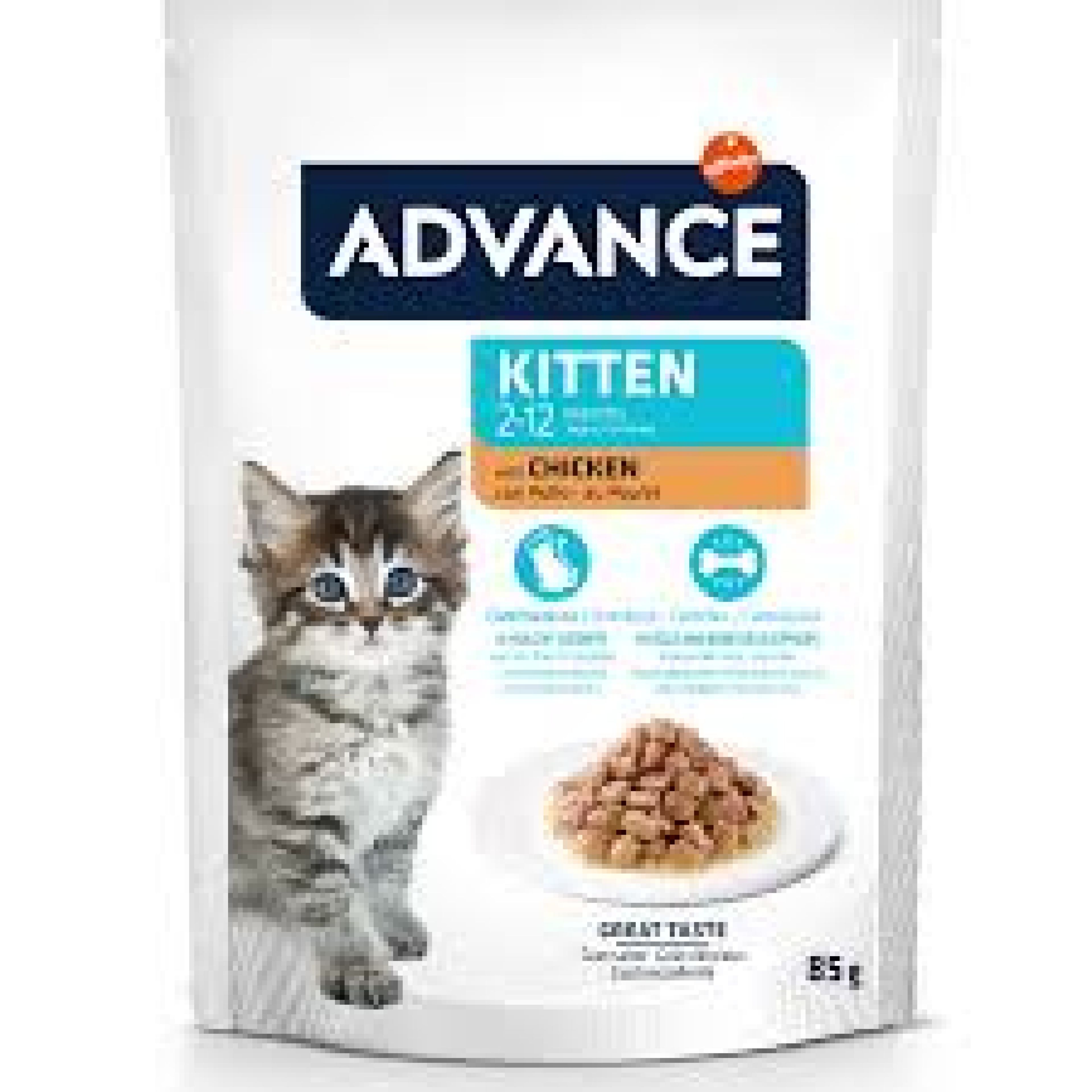 Advance 85гр Пауч для котят и беременных/кормящих кошек от 2 до 12 месяцев, курица