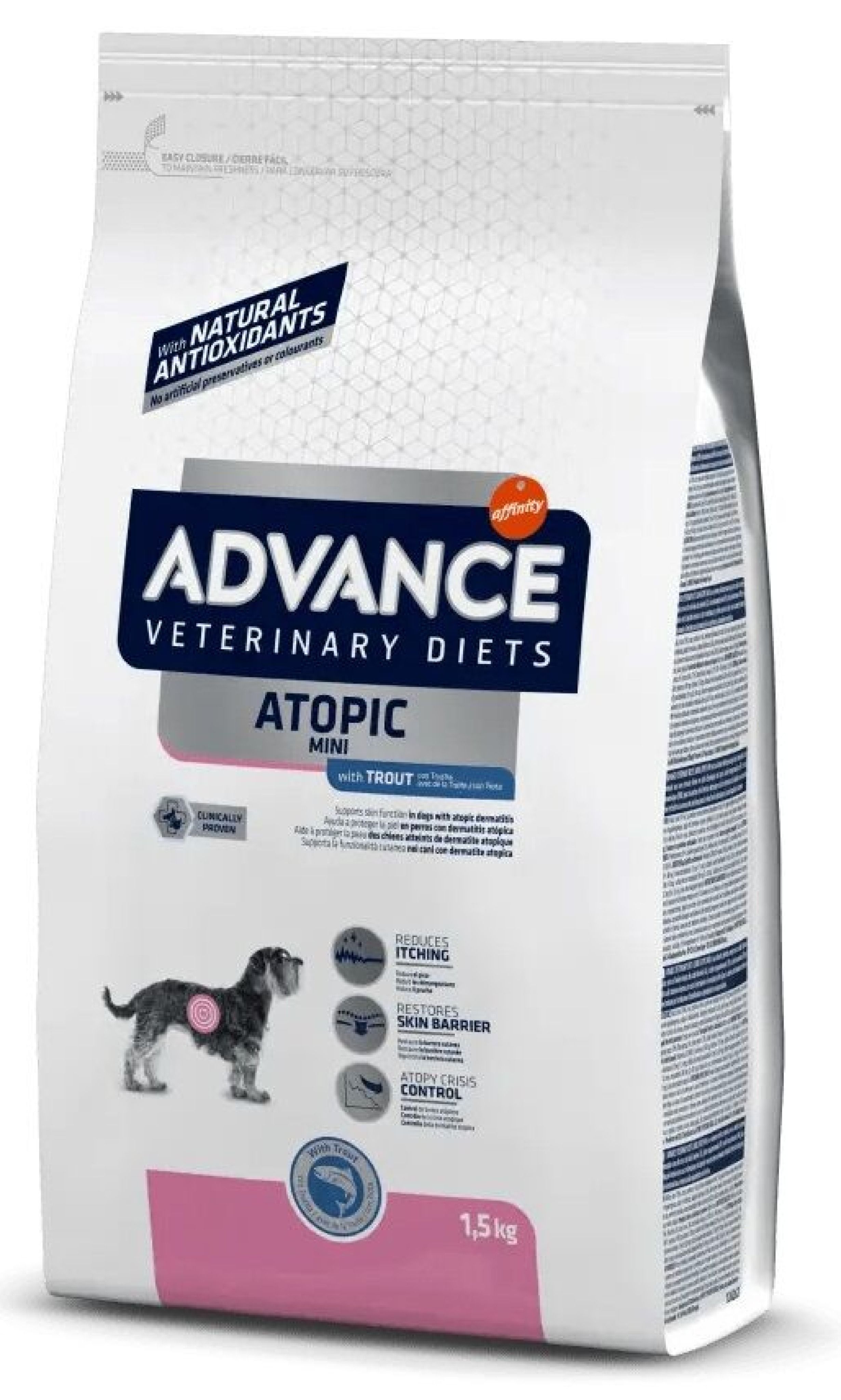 Advance VetDiet 7,5кг ATOPIC Сухой корм для собак  малых пород при дерматозах и аллергиях, форель