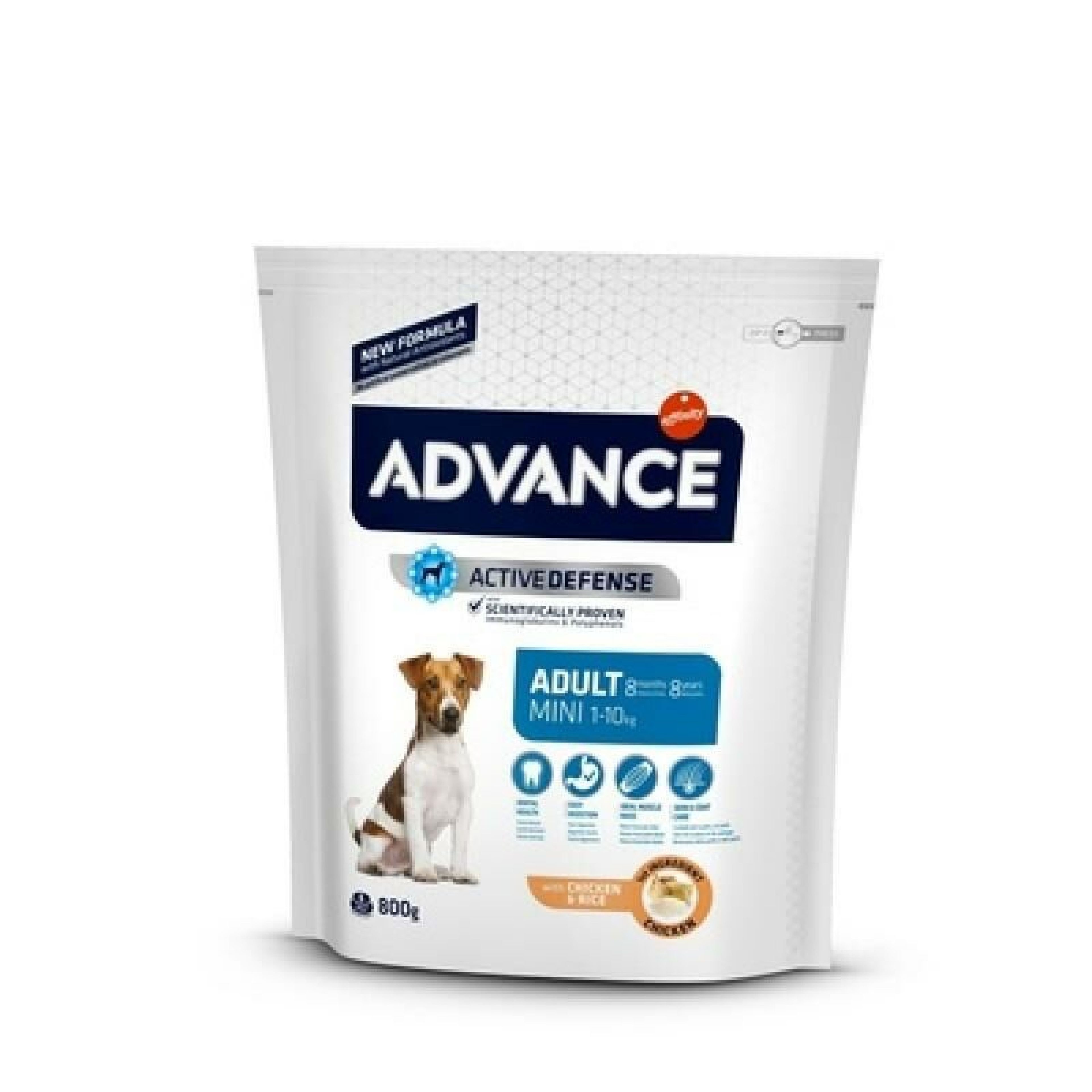 Advance 0,8кг Mini Adult Сухой корм для взрослых собак малых пород от 10 месяцев с курицей и рисом