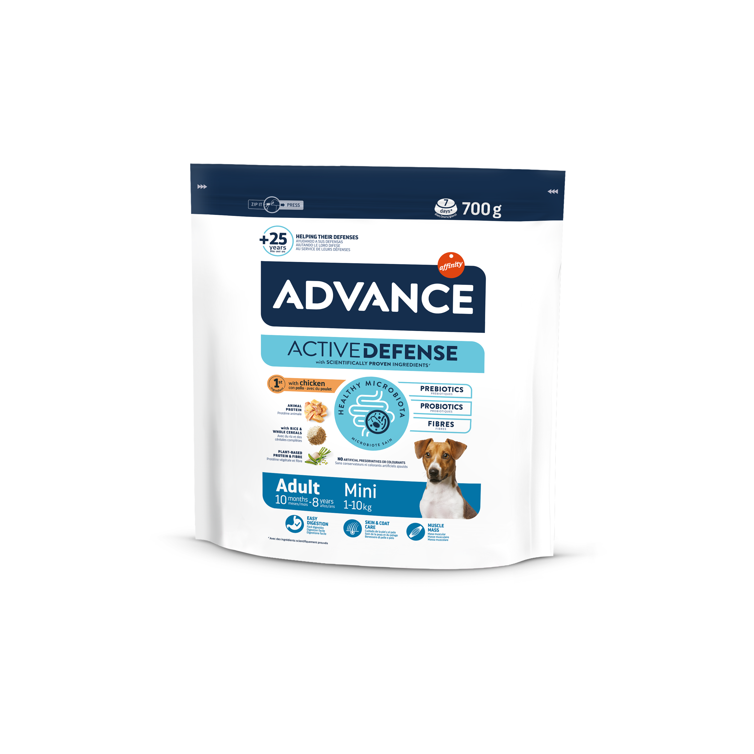 Advance 0,7кг Mini Adult Сухой корм для взрослых собак малых пород от 10 месяцев с курицей и рисом
