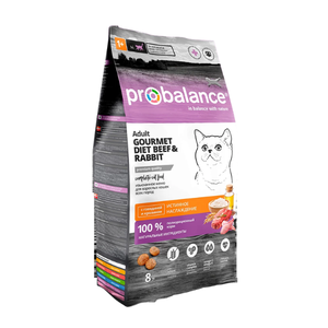 Probalance 8 кг Gourmet Diet Корм сухой для кошек, говядина-кролик
