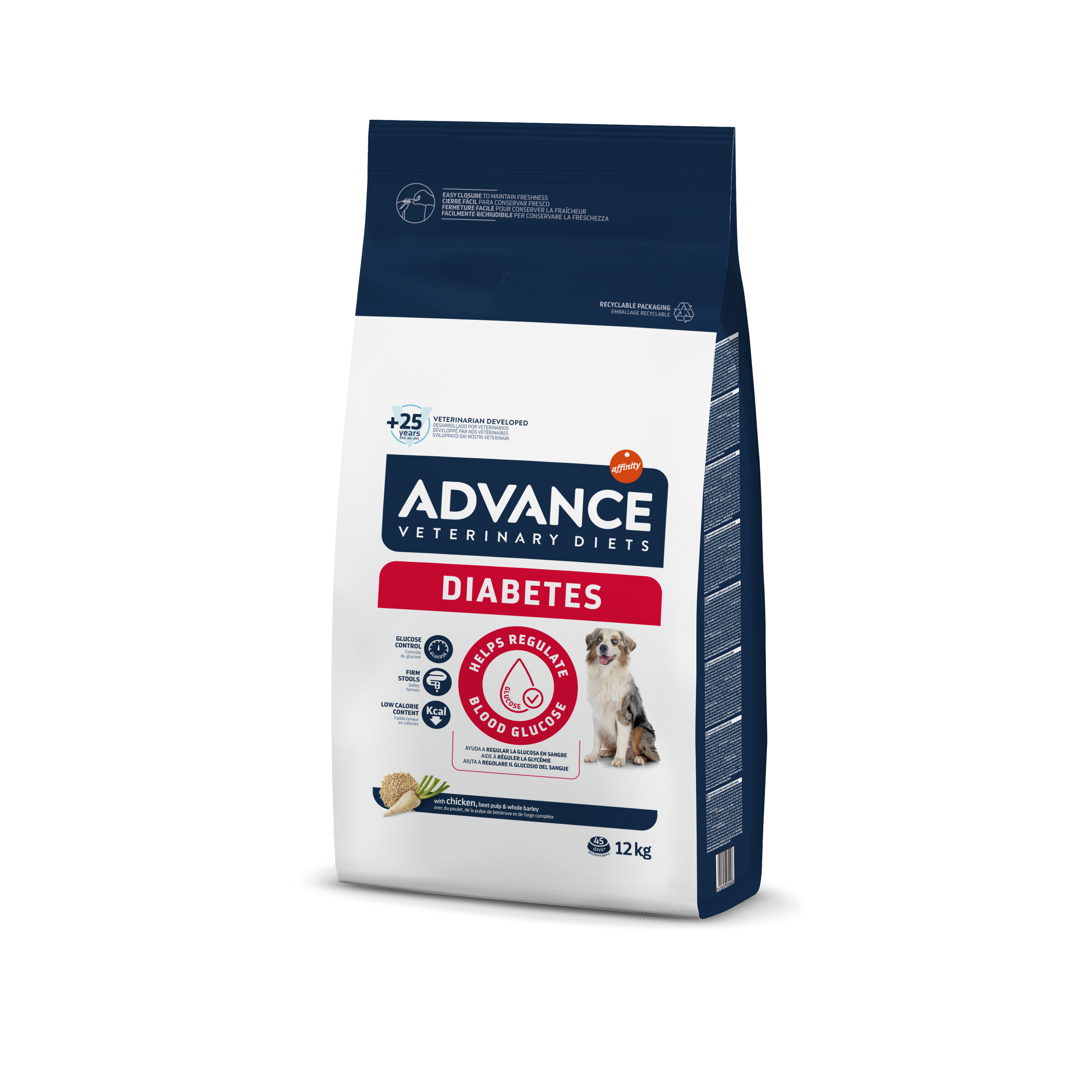 Advance VetDiet 12кг DIABETES Сухой корм для собак больных диабетом, колитом, запор и проблем. ЖКТ