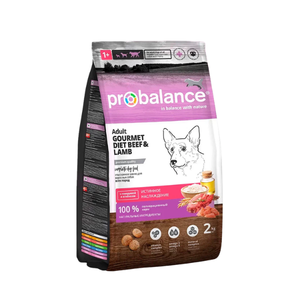 Probalance 2 кг Gourmet diet Adult Корм сухой для взрослых собак с говядиной и ягненком