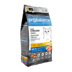 Probalance 8  кг Sterilized Корм сухой для стерилиз. кошек / кастр. котов с курицей