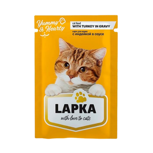 Корм д/кош "Лапка" 85гр с индейкой (пауч)(ЛМСК)