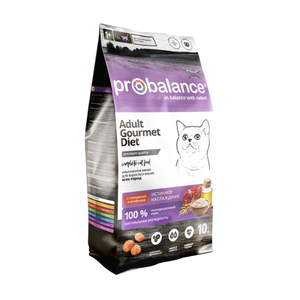ProBalance 10кг Gourmet diet Корм сухой для взрослых кошек с говядиной и ягненком
