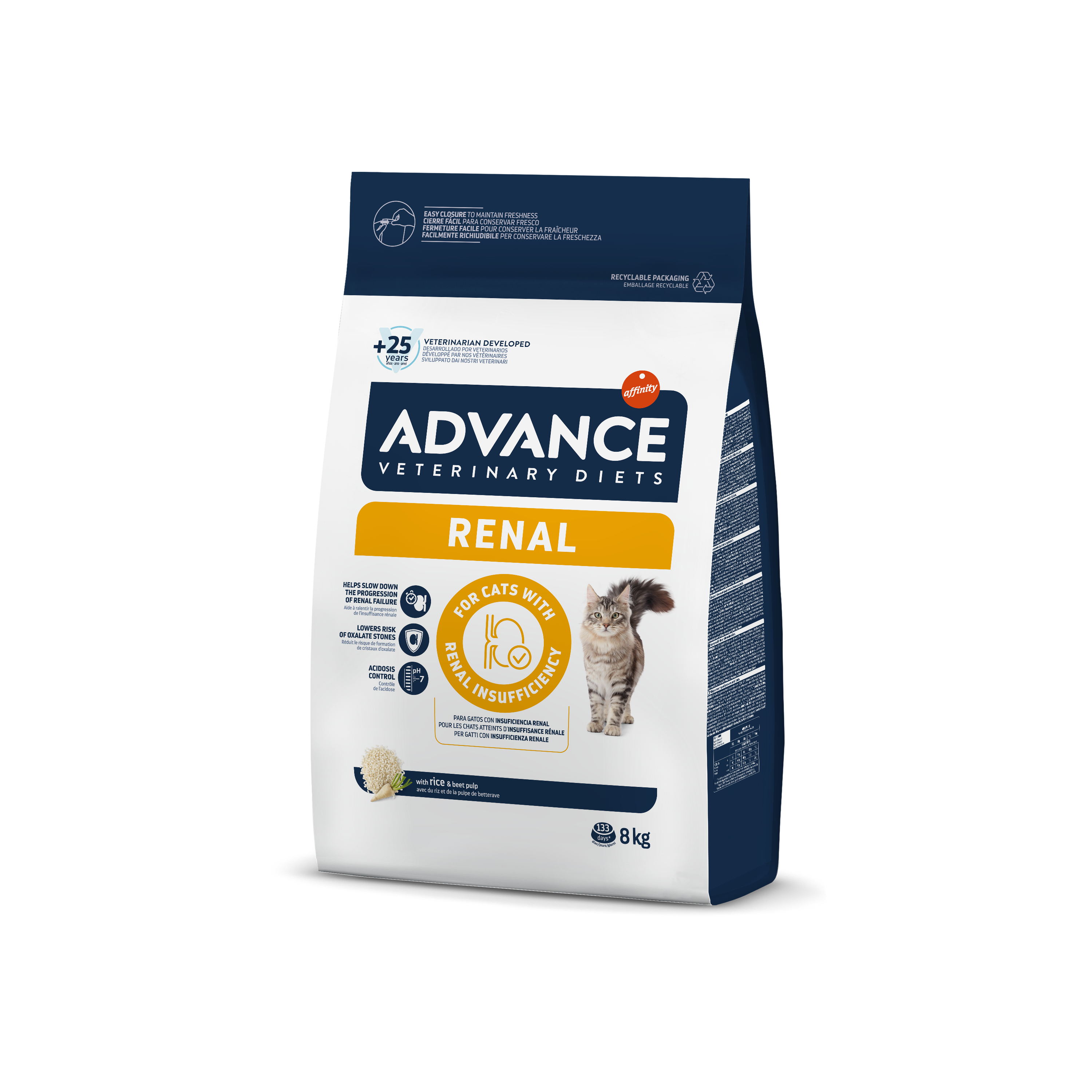 Advance VetDiet 8,0кг RENAL Сухой корм для кошек при патологии почек,оксалатных камнях.