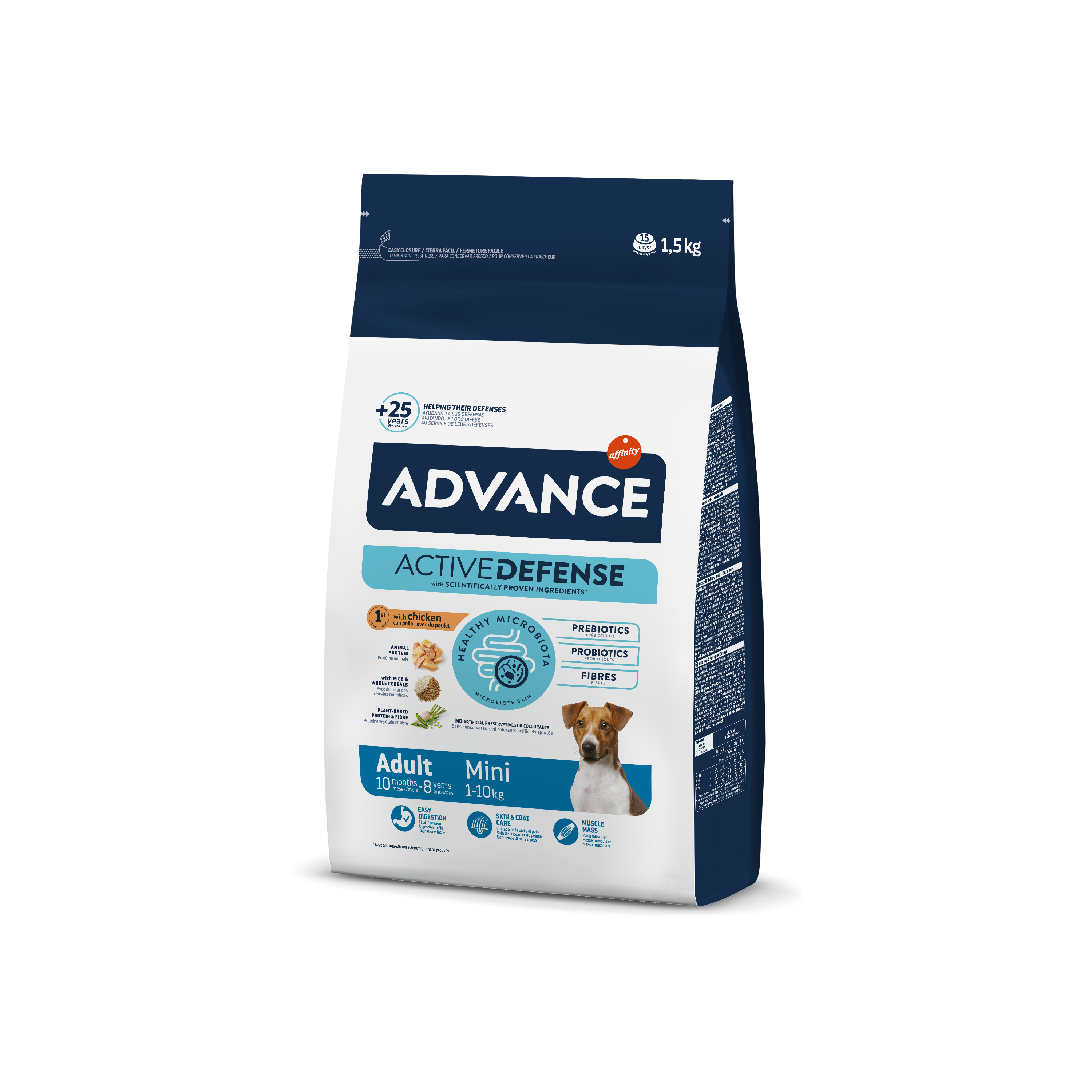 Advance 1,5кг Mini Adult Сухой корм для взрослых собак малых пород от 8 месяцев с курицей и рисом