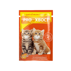 Корм д/котят PROхвост 85гр цыпленок в соусе (пауч)