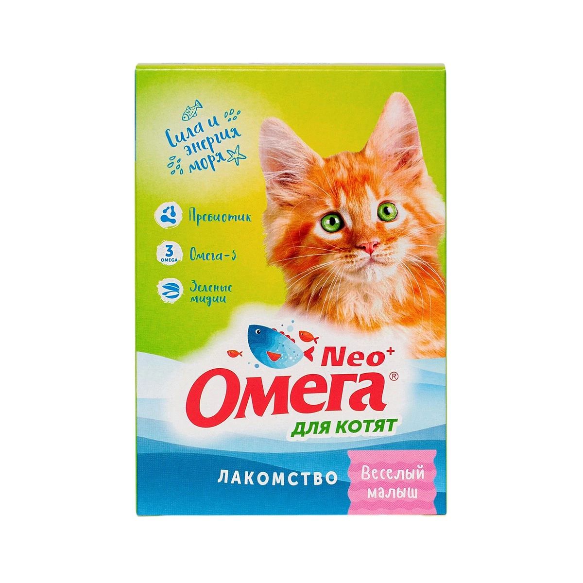 Омега Нео + К-М с пребиотиком и таурином <Веселый малыш> д/котят 60 таб.