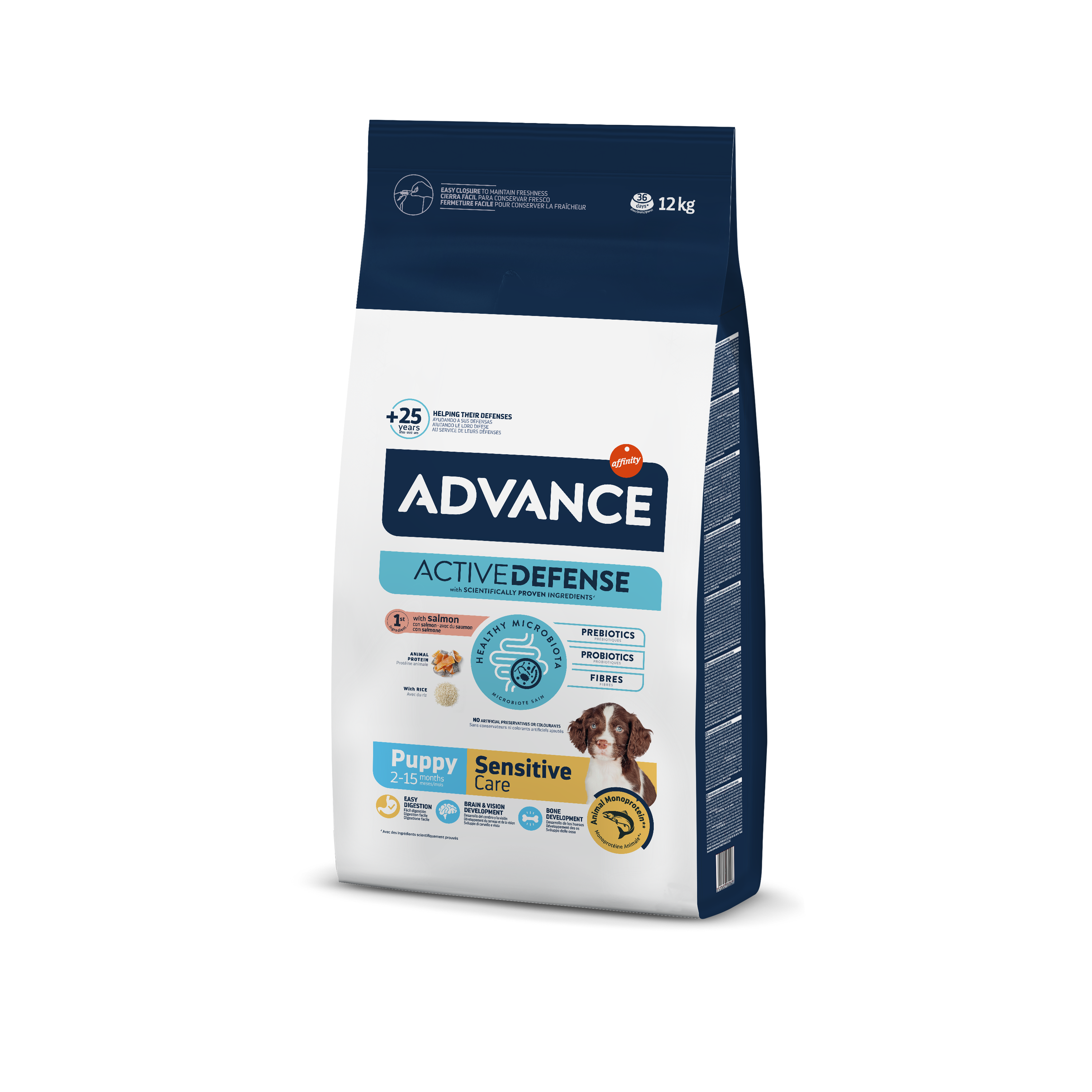 Advance 12 кг Puppy Sensitive Сухой корм для щенков с чувствительным пищеварением, лосось и рис