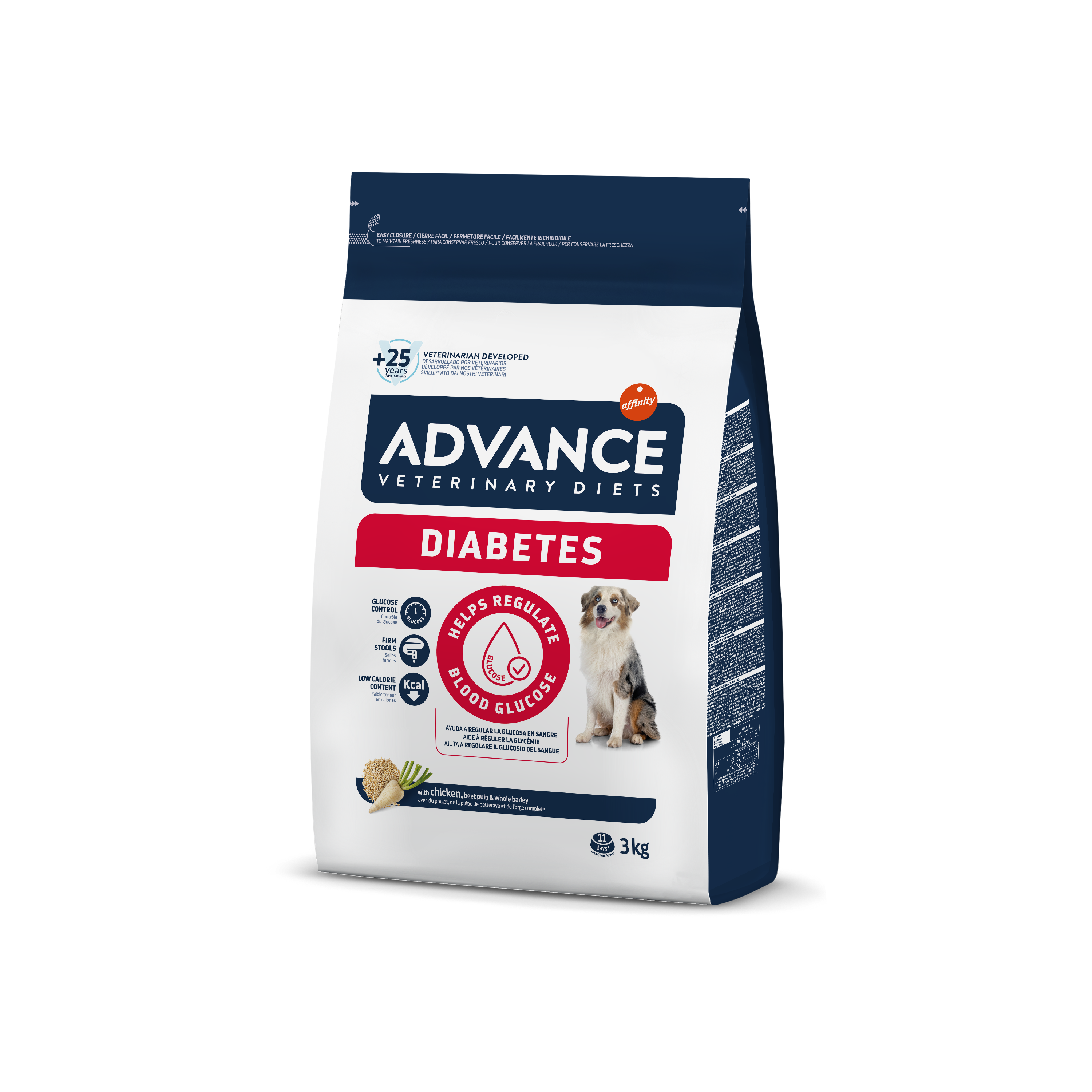 Advance VetDiet 3,0кг DIABETES Сухой корм для собак больных диабетом, колитом, запор и проблем. ЖКТ
