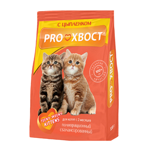 Корм д/котят PROхвост 350гр,цыпленок