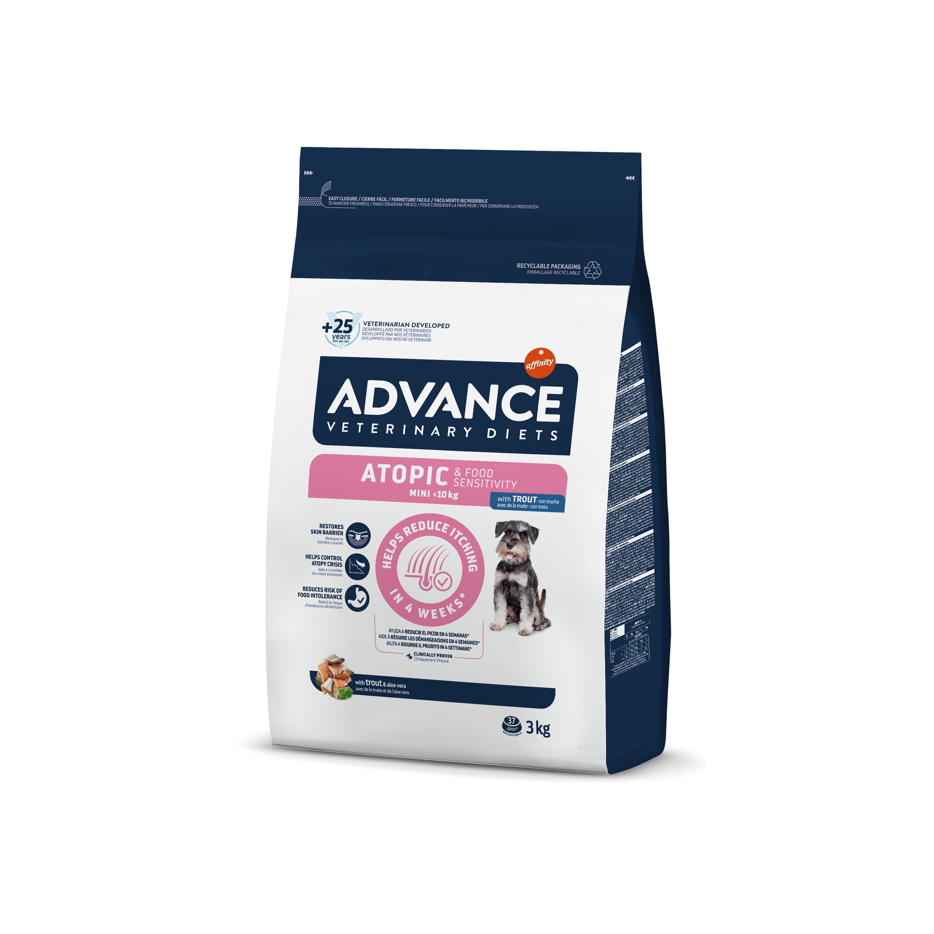 Advance VetDiet 3,0кг ATOPIC Сухой корм для собак  малых пород при дерматозах и аллергиях, форель
